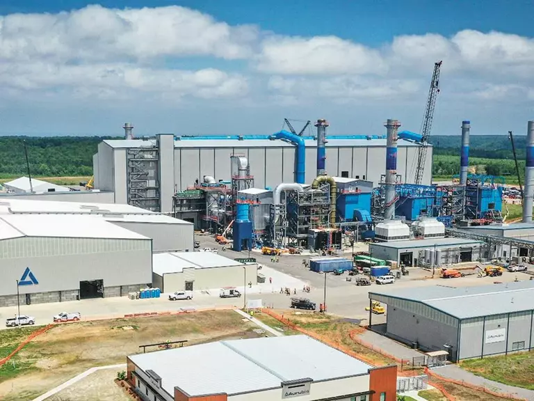 Aerial view of the Aurubis Richmond multi-metal recycling plant during the day