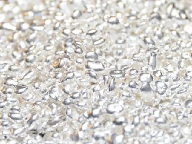 Close-up of silver granules